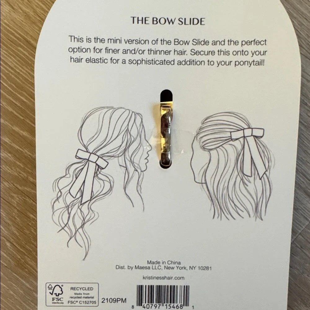 Kristin Ess Plum Velvet Bow Slide Hair Clip NEW 🏷️
